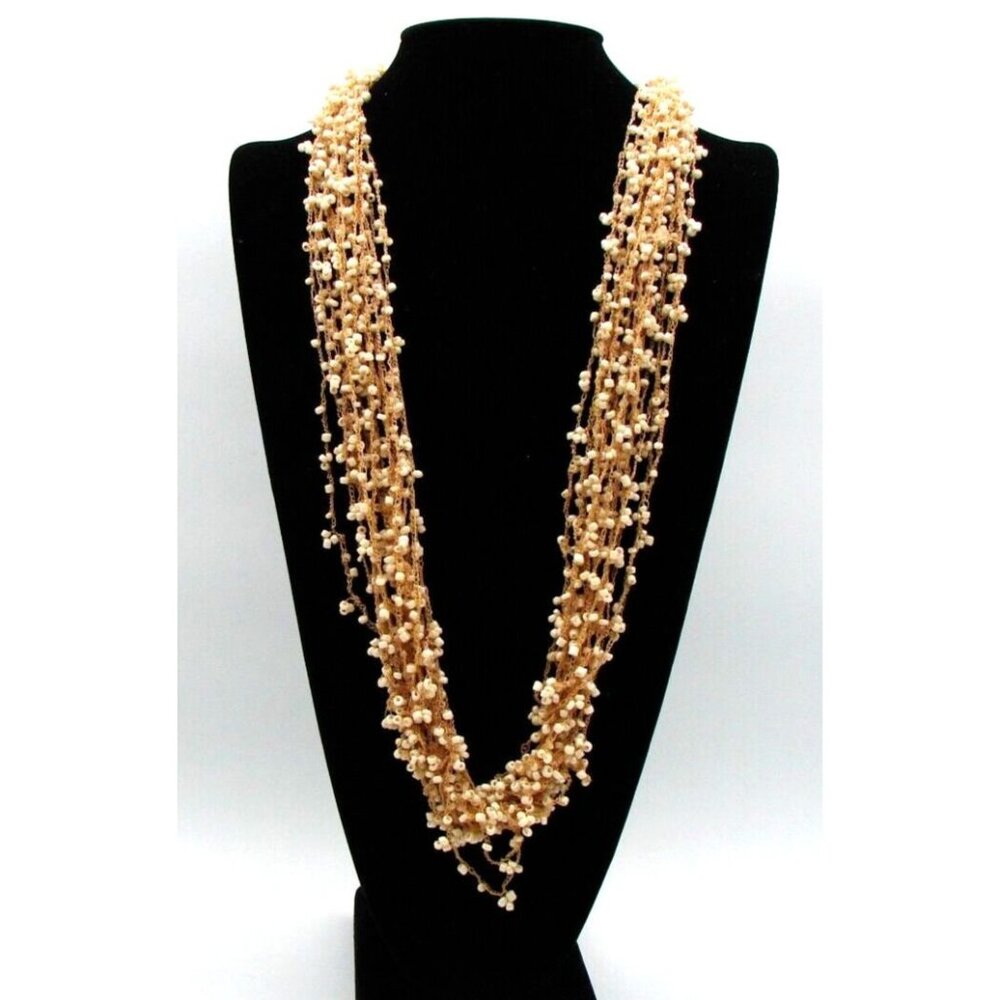 Boho Style Seed Bead Multi Strand Small Chain Necklace Fashion Beach Summer Vtg